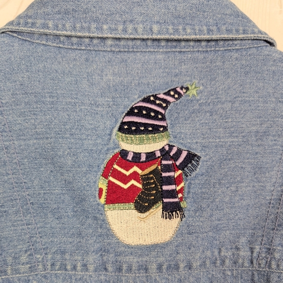 Christopher and Banks Snowman Shirt Women's Size Medium Embroidered Button Up - Picture 7 of 14